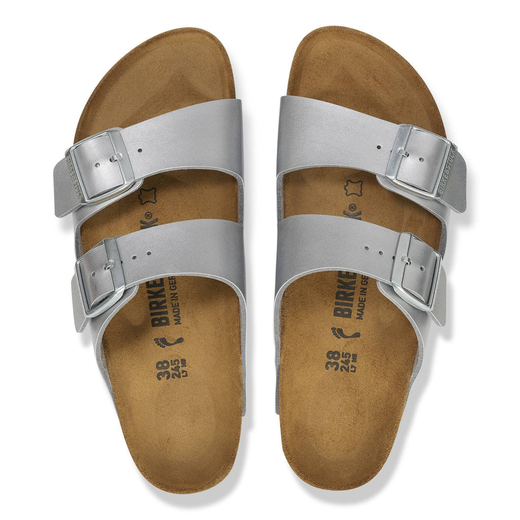 Birkenstock Arizona Birko-Flor in Silver - top view pair