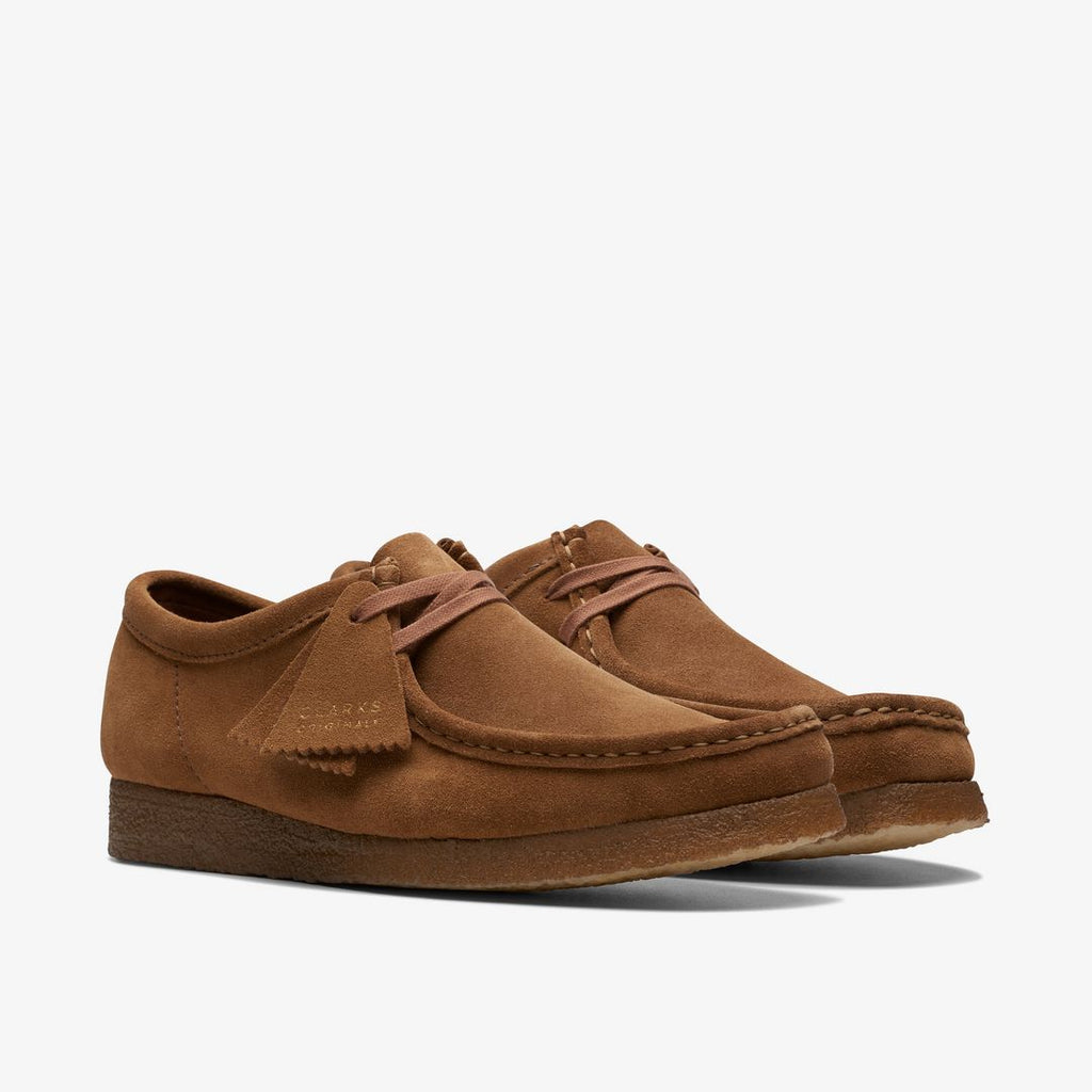 Clarks Wallabee in Cola Suede - 3/4 angle pair