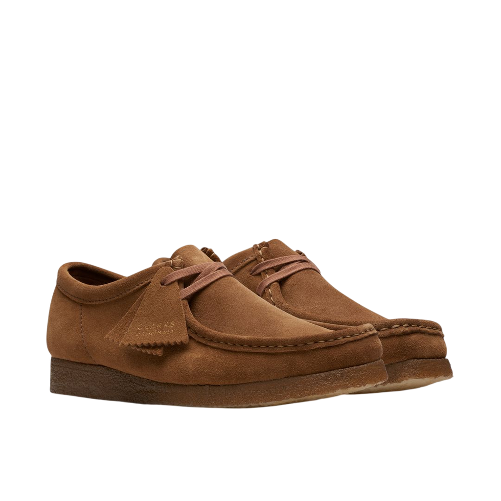 Clarks Wallabee in Cola Suede - 3/4 angle pair