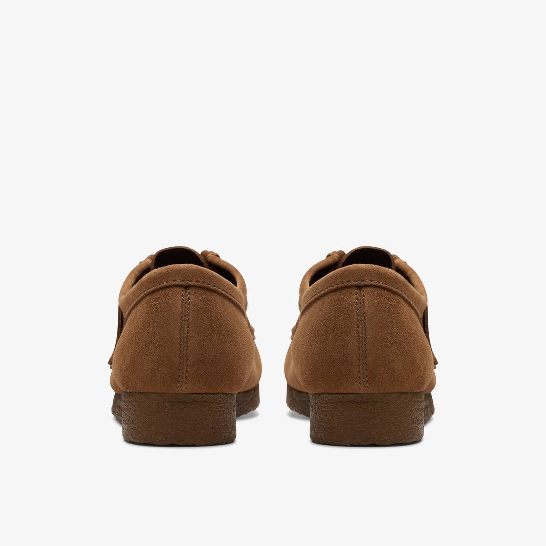 Clarks Wallabee in Cola Suede - back view pair