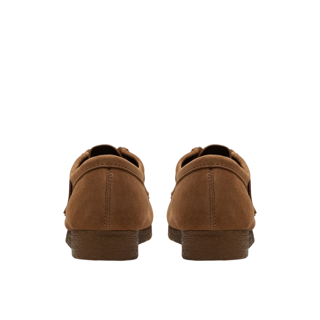 Clarks Wallabee in Cola Suede - back view pair