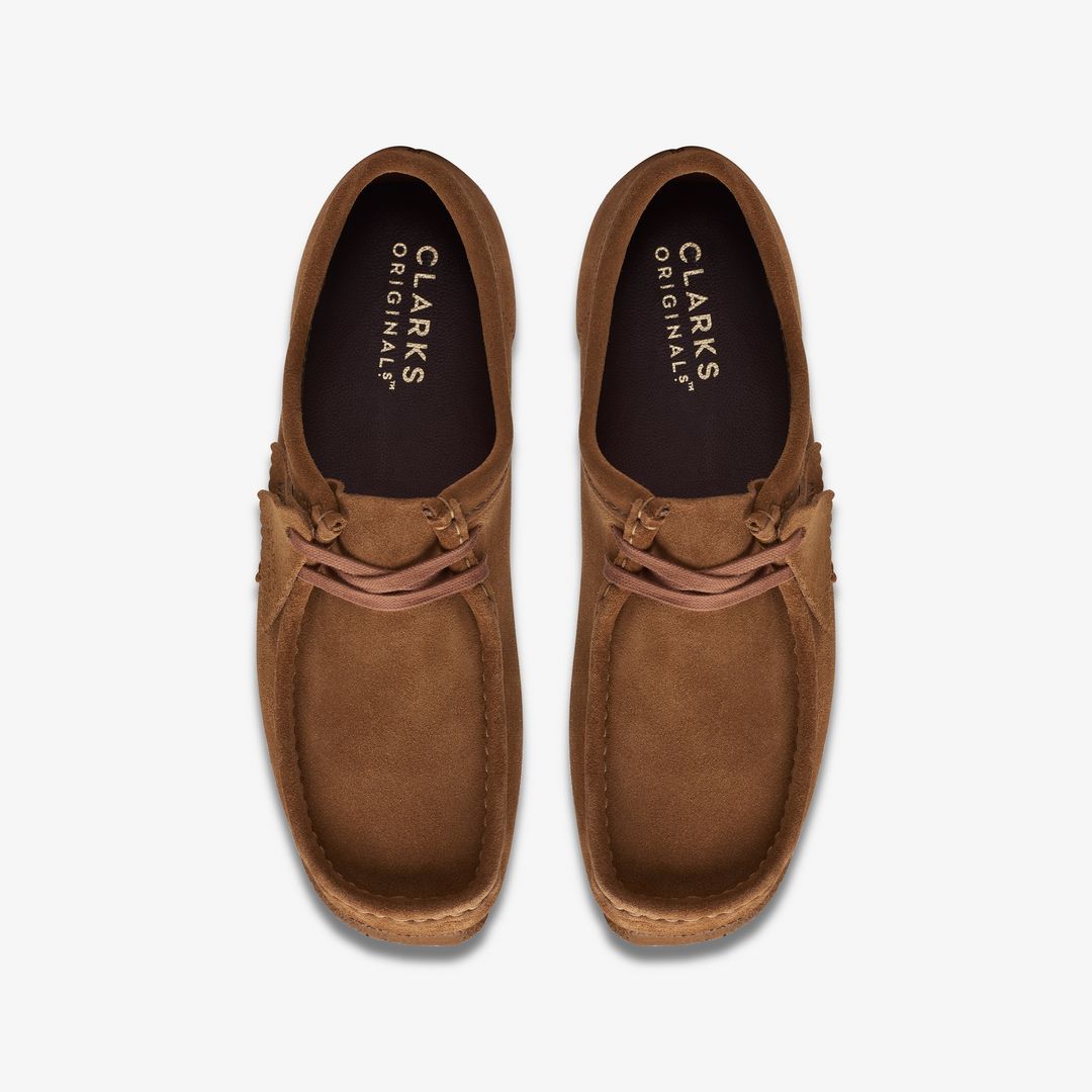 Clarks Wallabee in Cola Suede - top view pair