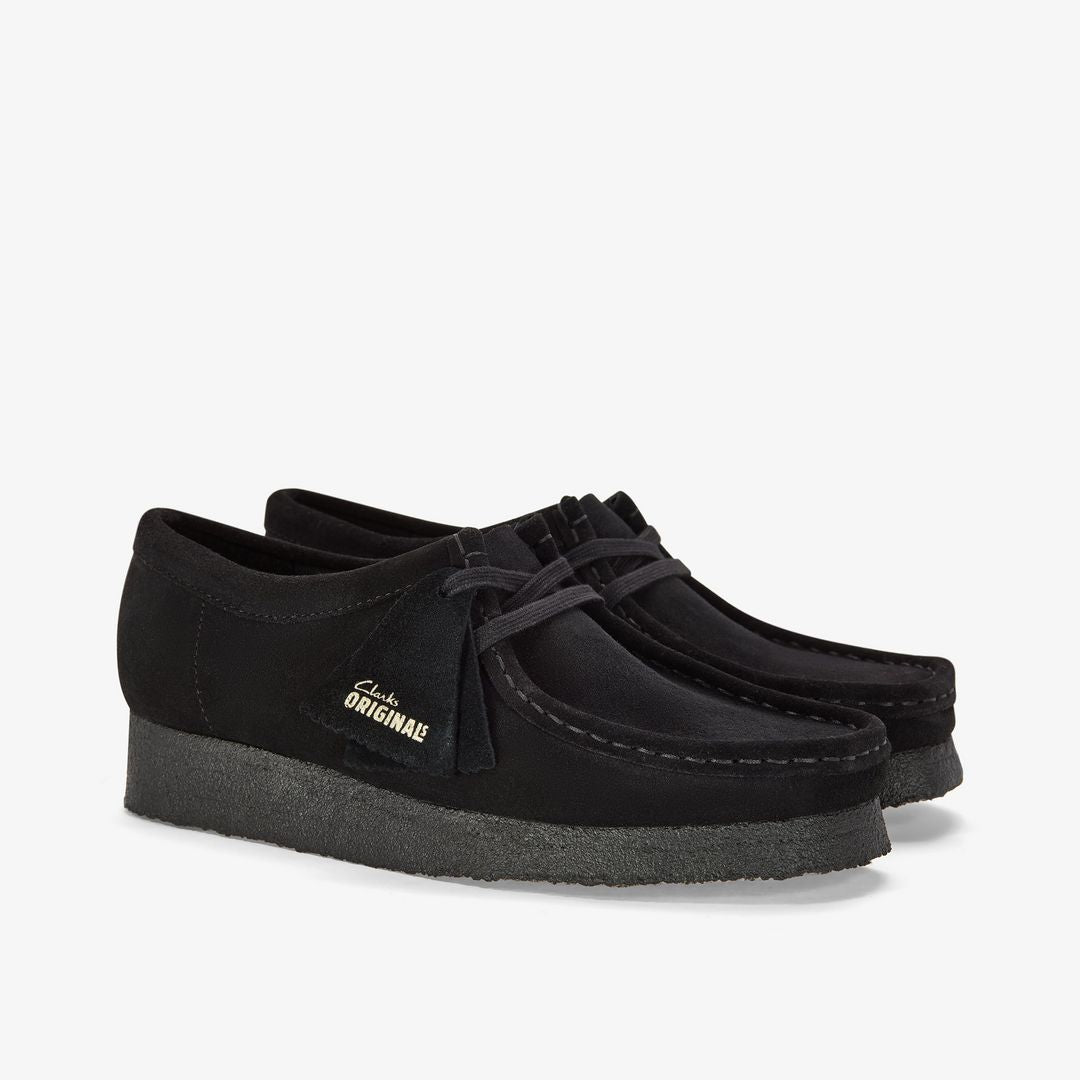 Clarks Wallabee Black Suede - 3/4 angle pair