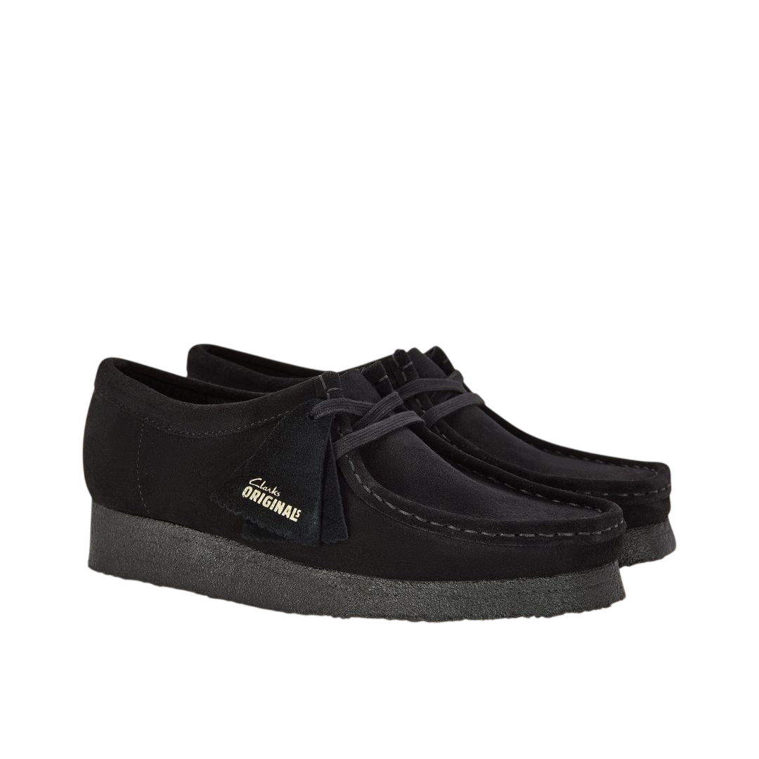 Clarks Wallabee Black Suede - 3/4 angle pair