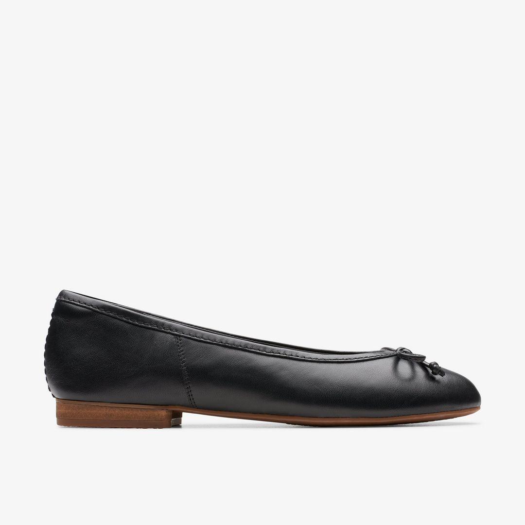 Clarks Fawna Lily Black Leather Ballet Flat - side view