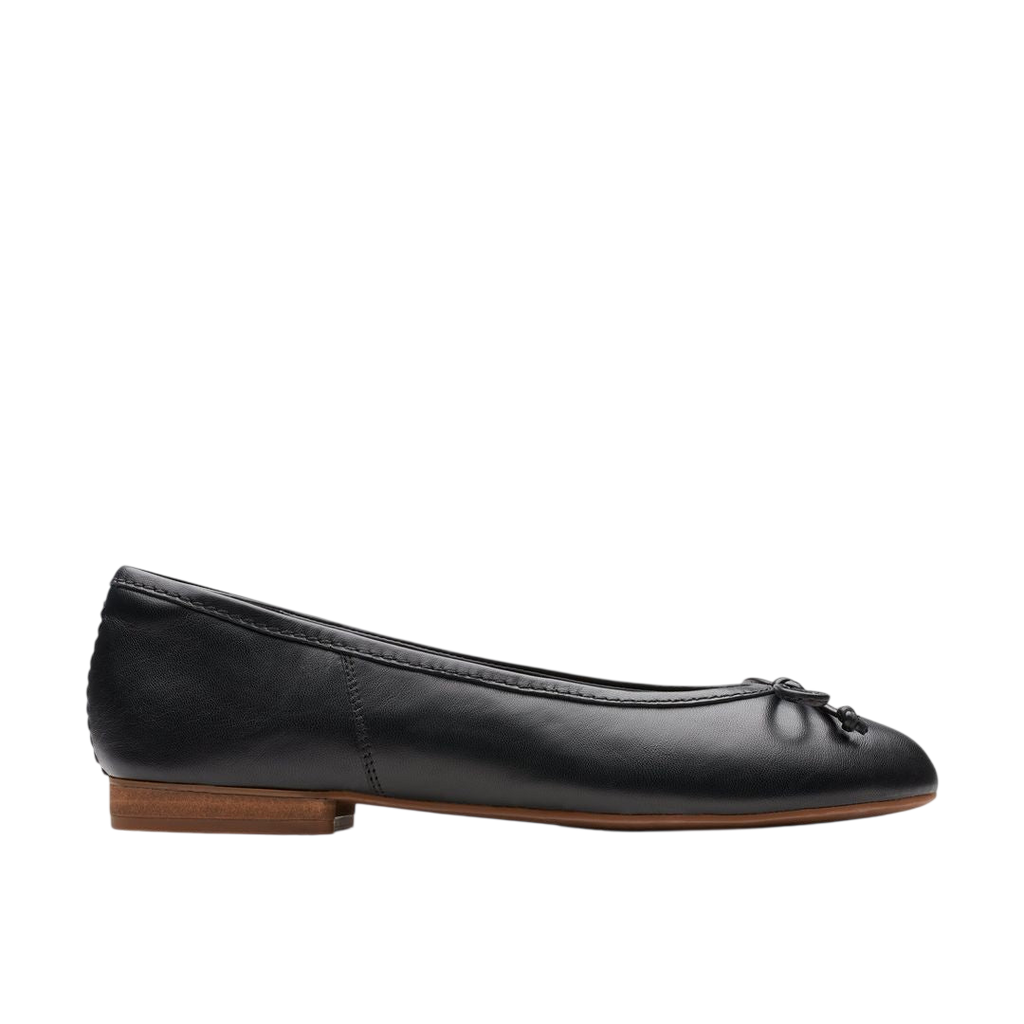 Clarks Fawna Lily Black Leather Ballet Flat - side view