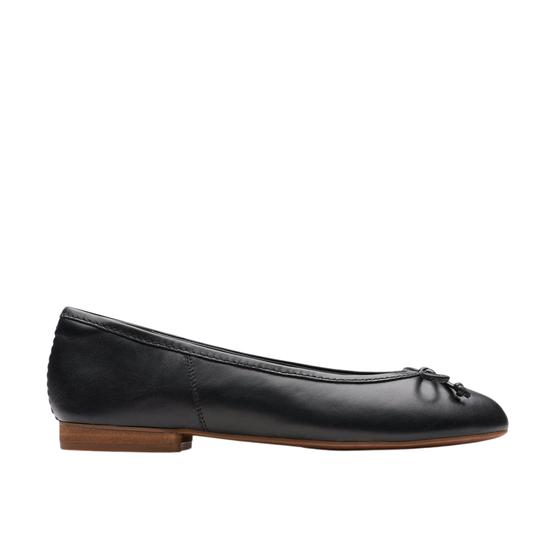 Clarks Fawna Lily Black Leather Ballet Flat - side view