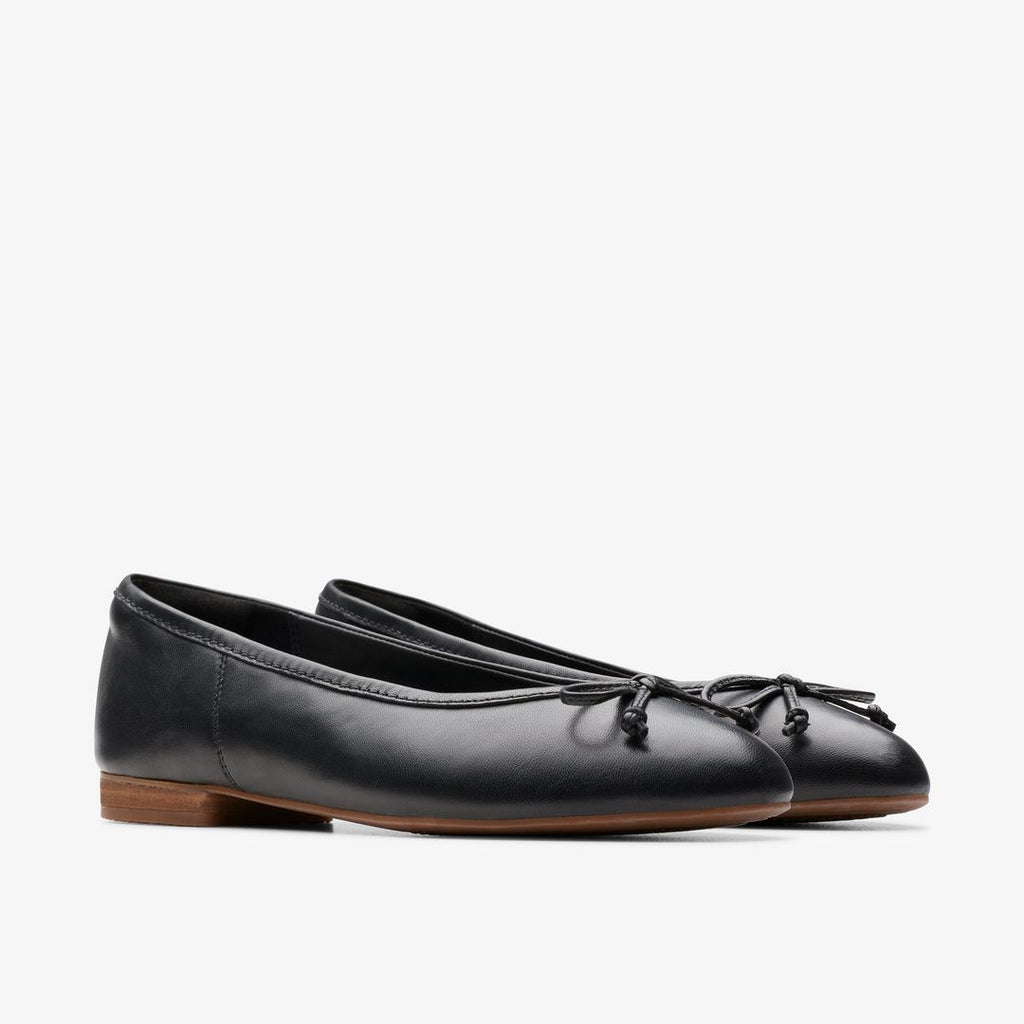 Clarks Fawna Lily Black Leather Ballet Flat - pair side view