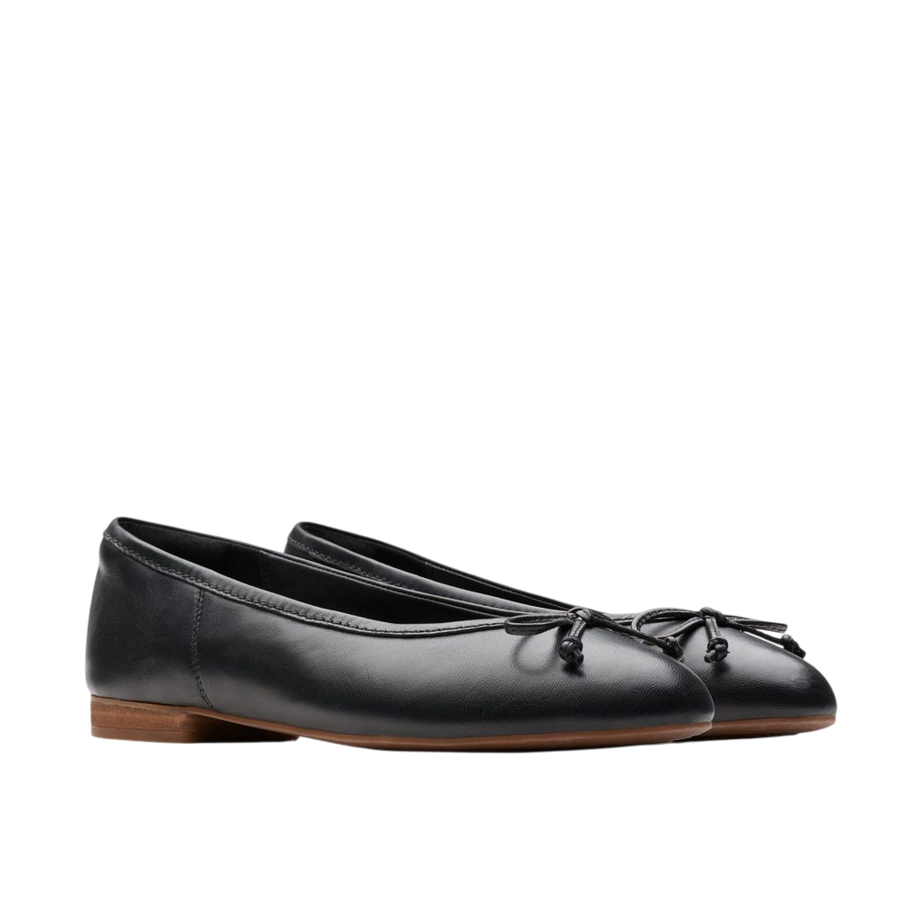 Clarks Fawna Lily Black Leather Ballet Flat - pair side view