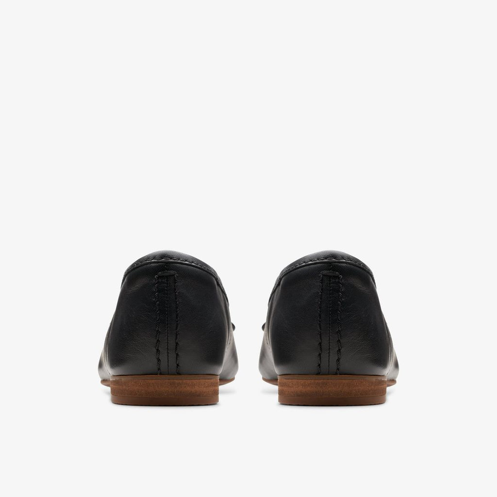 Clarks Fawna Lily Black Leather Ballet Flat - back view pair