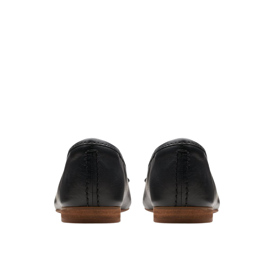 Clarks Fawna Lily Black Leather Ballet Flat - back view pair