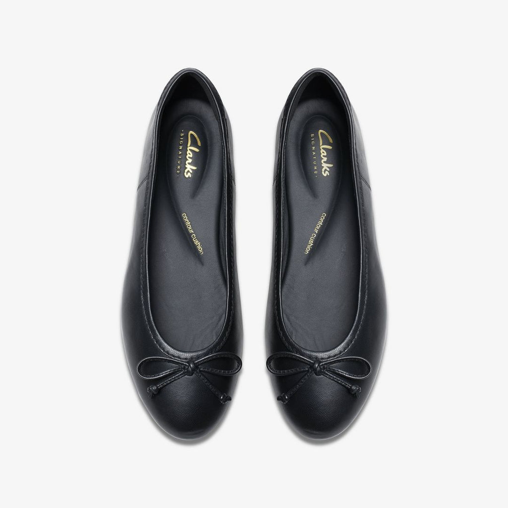 Clarks Fawna Lily Black Leather Ballet Flat - top view pair