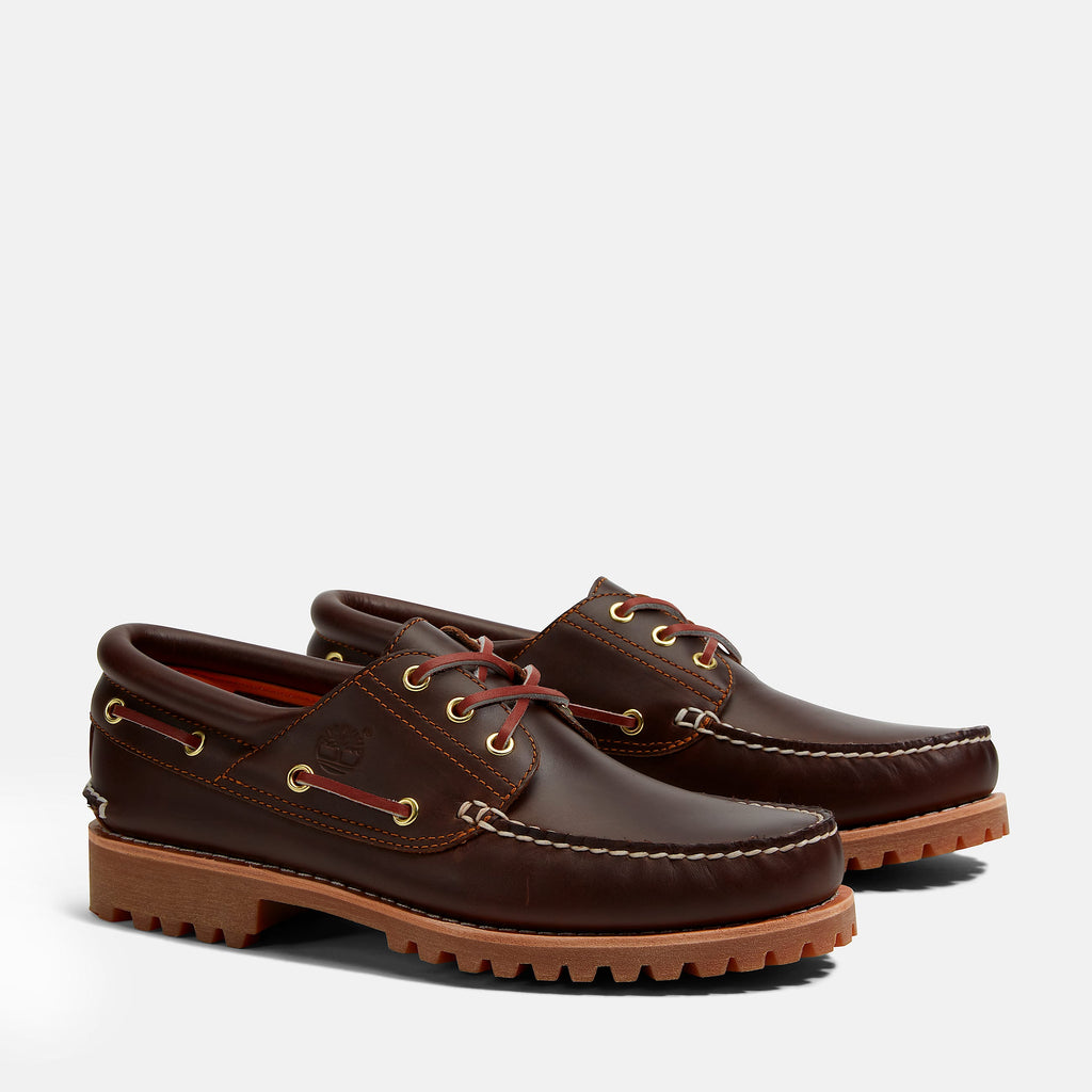 Timberland 3 Eye Boat Brown - three quarter angle pair
