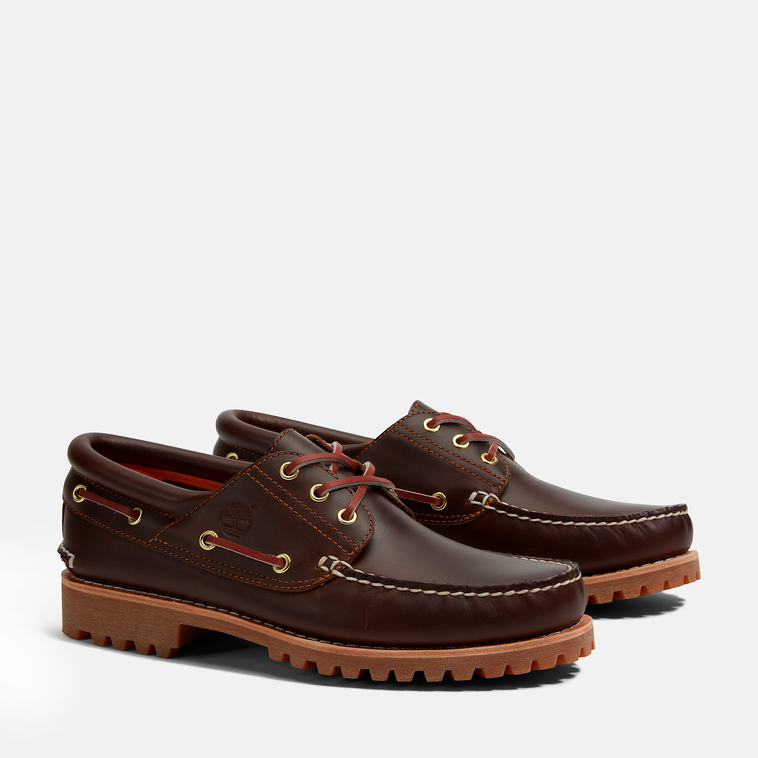 Timberland 3 Eye Boat Brown - three quarter angle pair