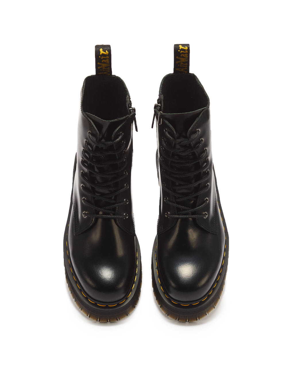 Dr. Martens Jadon Boot Smooth Leather Platforms in Black - top view pair
