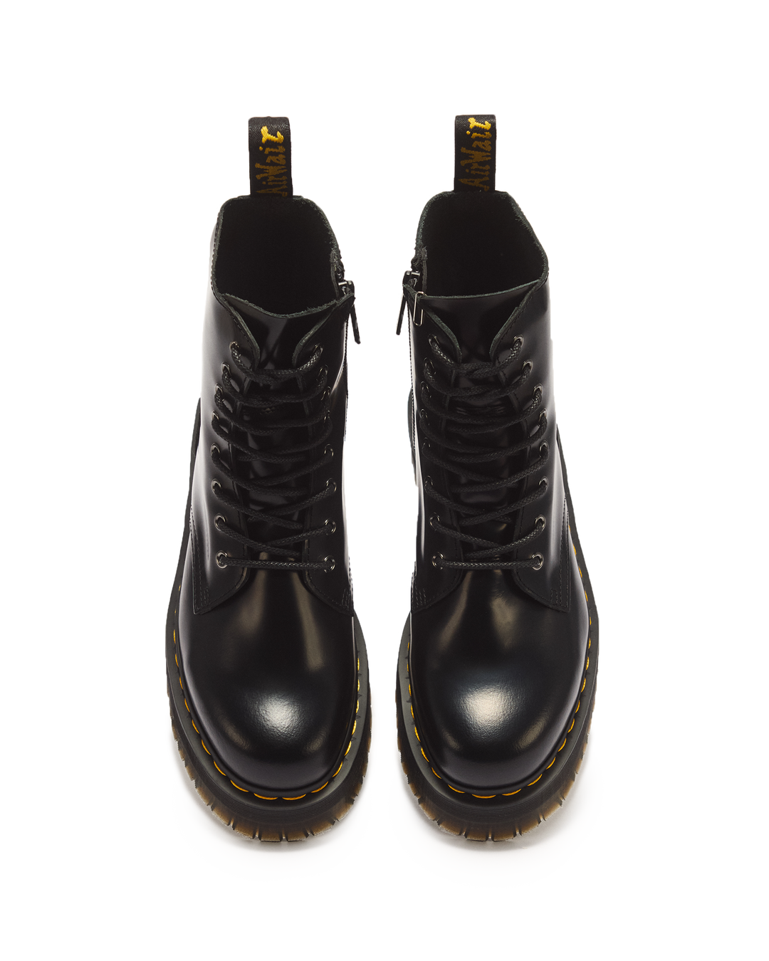 Dr. Martens Jadon Boot Smooth Leather Platforms in Black - top view pair