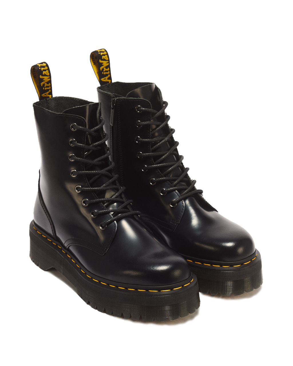 Dr. Martens Jadon Boot Smooth Leather Platforms in Black - angled view pair