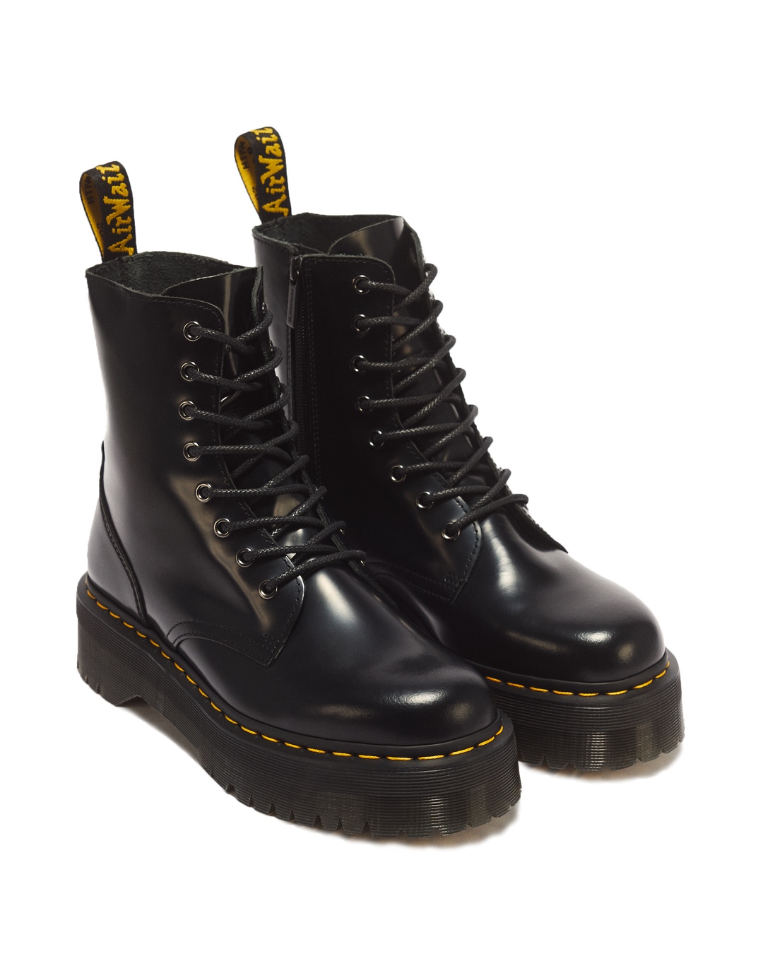 Dr. Martens Jadon Boot Smooth Leather Platforms in Black - angled view pair