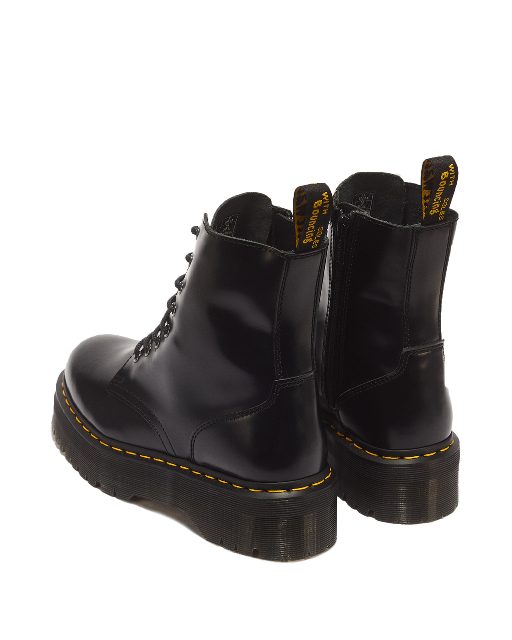 Dr. Martens Jadon Boot Smooth Leather Platforms in Black - back view pair