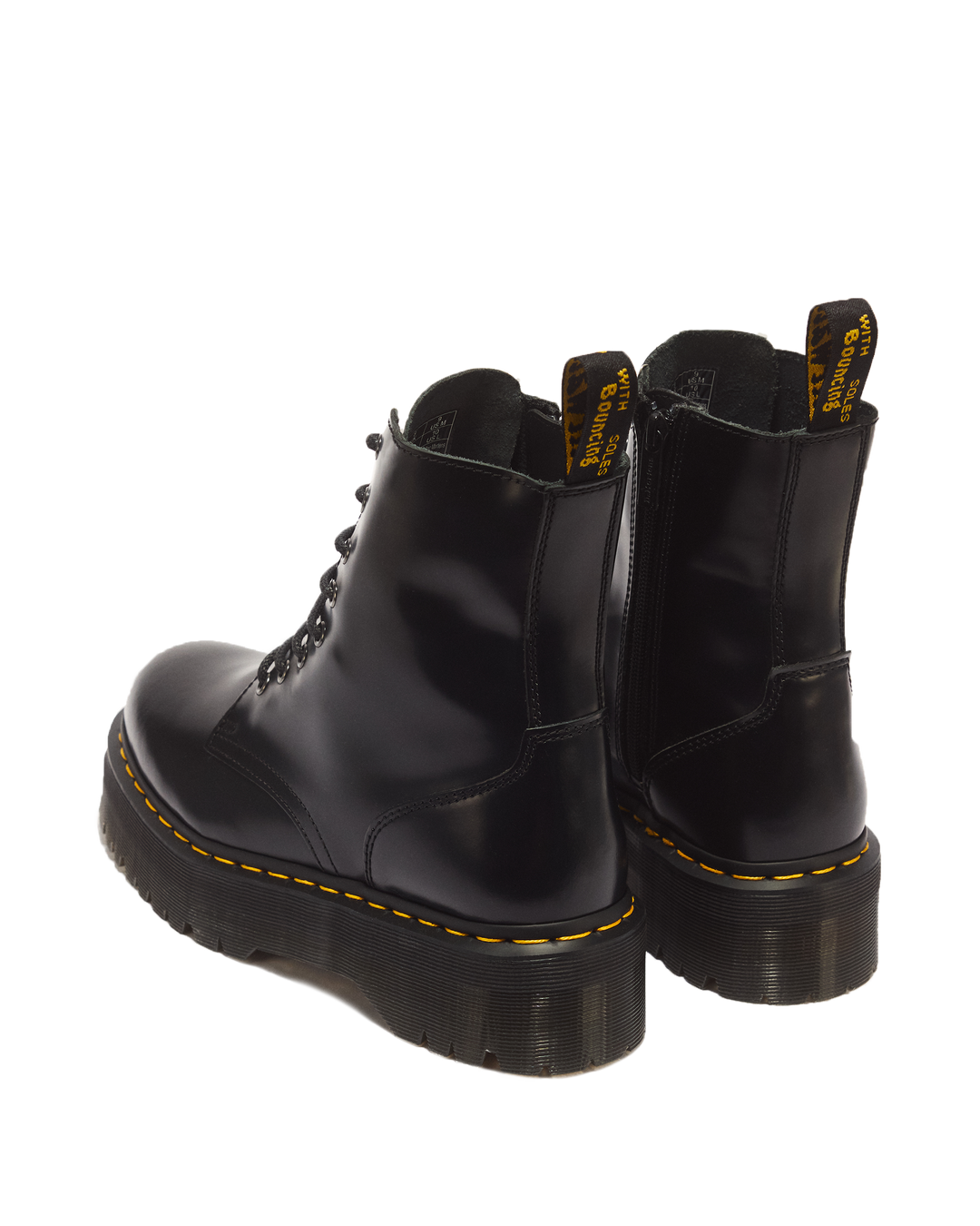 Dr. Martens Jadon Boot Smooth Leather Platforms in Black - back view pair