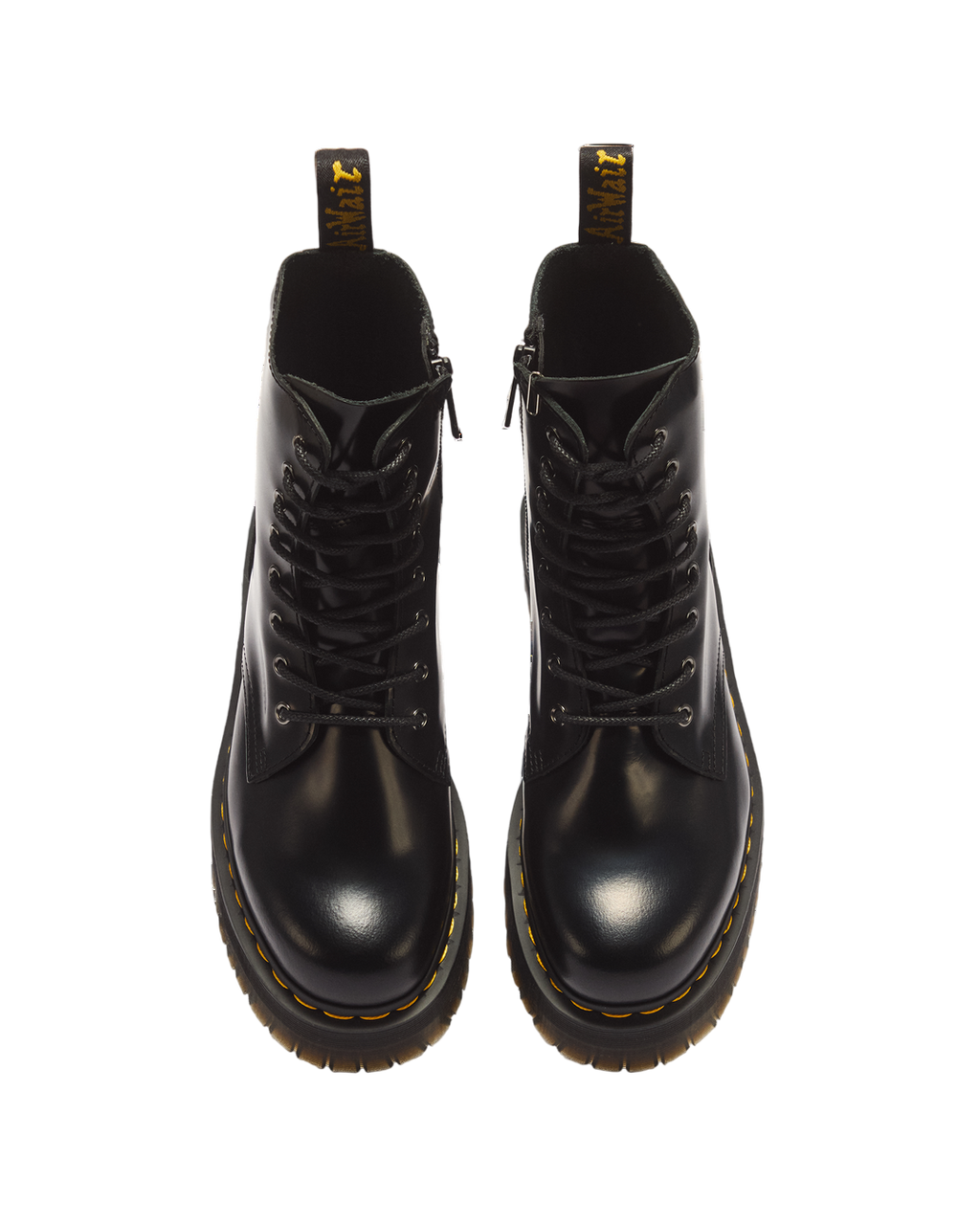 Dr. Martens Jadon Boot Smooth Leather Platforms in Black - top view pair