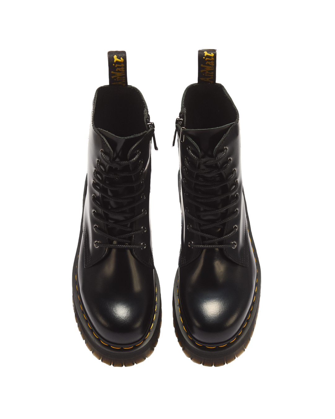Dr. Martens Jadon Boot Smooth Leather Platforms in Black - top view pair