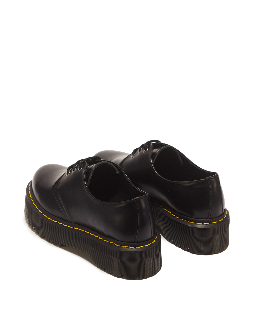 Dr. Martens 1461 Quad Smooth Leather Platform Shoes in Black - back angle pair