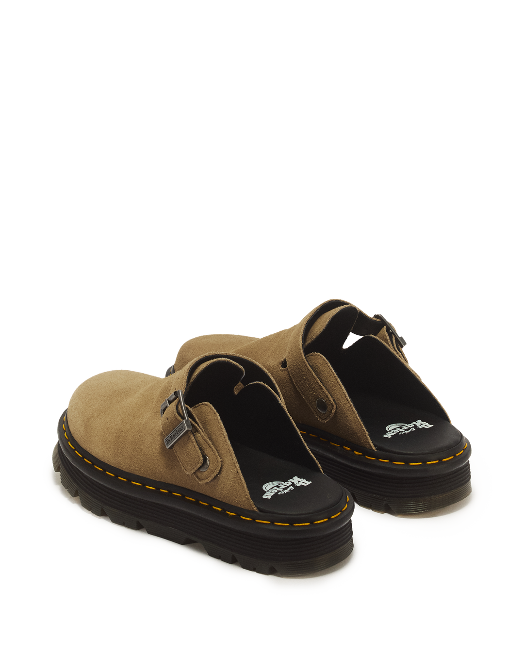 Dr. Martens Zebzag Suede Mule in Savannah Tan - back view pair