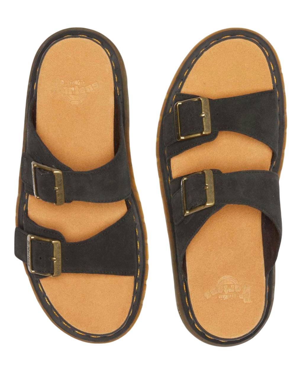 Dr. Martens Josef Suede Slide Sandals in Black - top view pair
