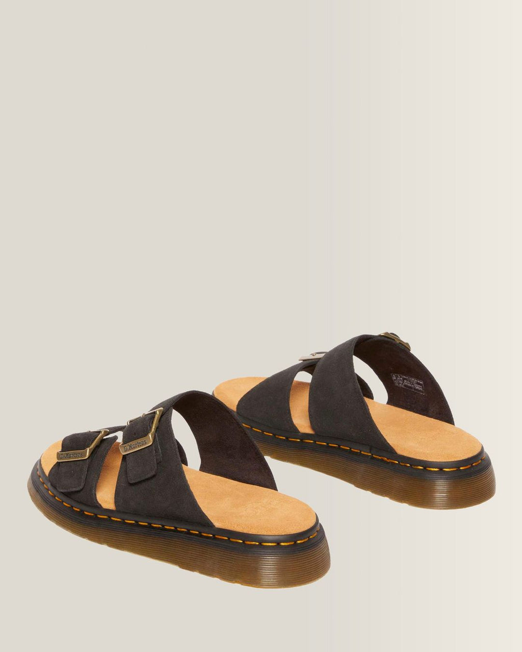 Dr. Martens Josef Suede Slide Sandals in Black - back angle pair