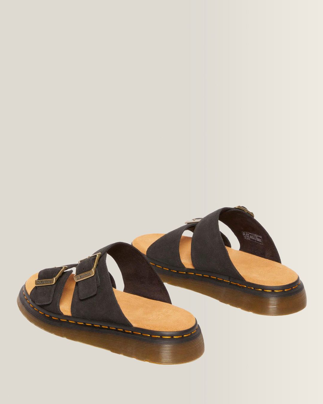 Dr. Martens Josef Suede Slide Sandals in Black - back angle pair