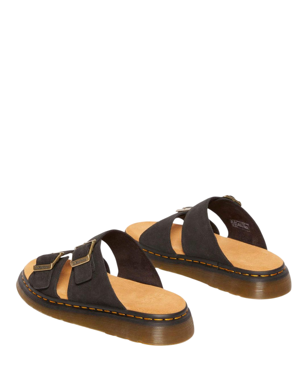 Dr. Martens Josef Suede Slide Sandals in Black - back angle pair