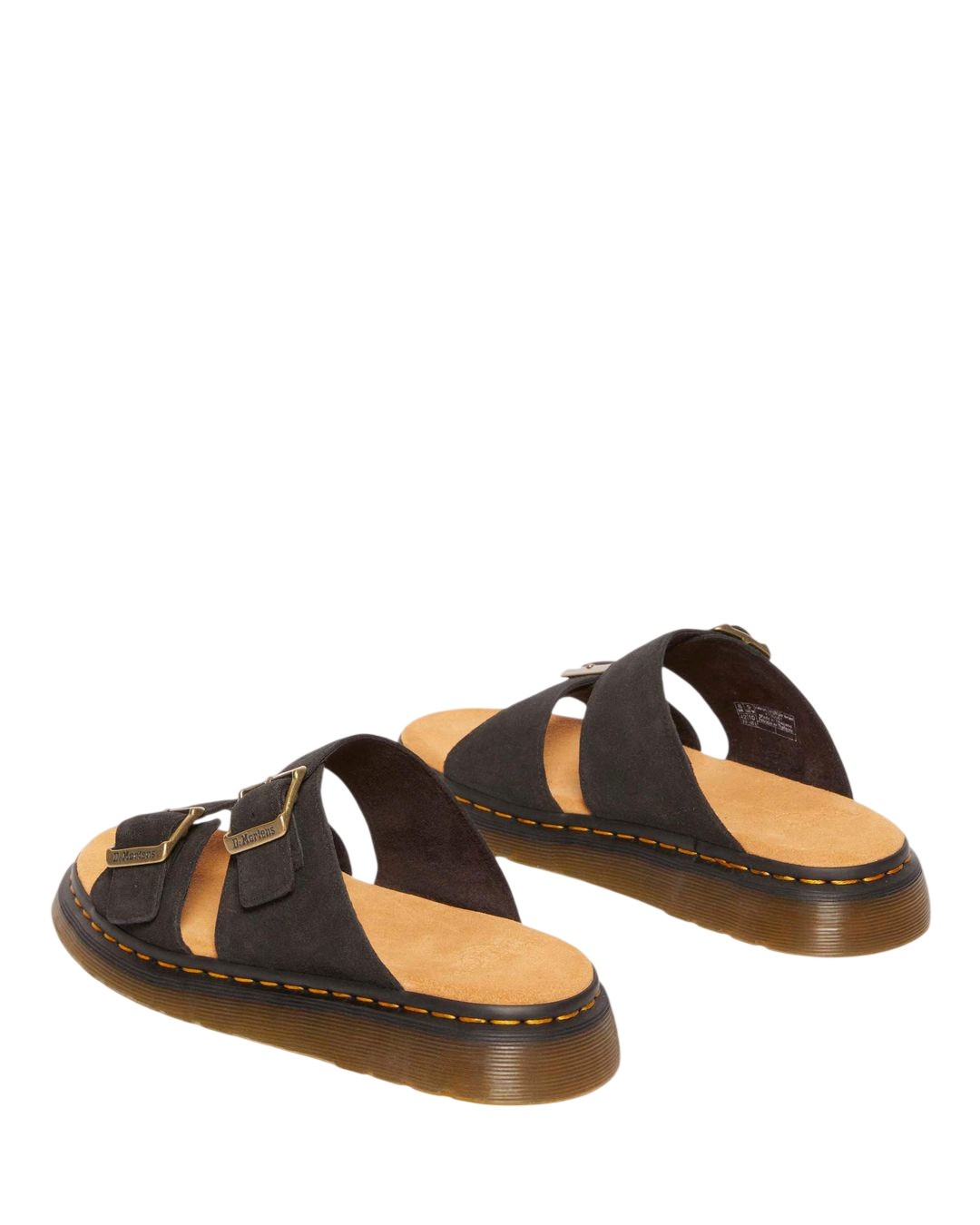 Dr. Martens Josef Suede Slide Sandals in Black - back angle pair