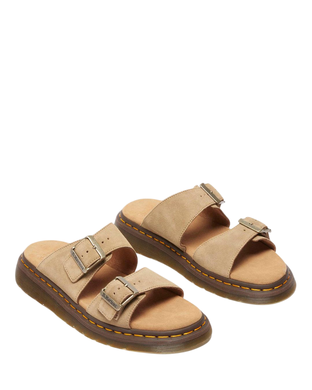 Dr. Martens Josef Suede Slide Sandals in Savannah Tan - 3/4 angle pair