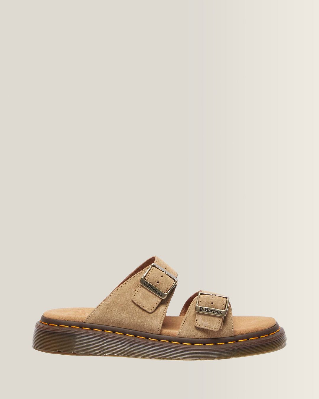 Dr. Martens Josef Suede Slide Sandals in Savannah Tan - side view