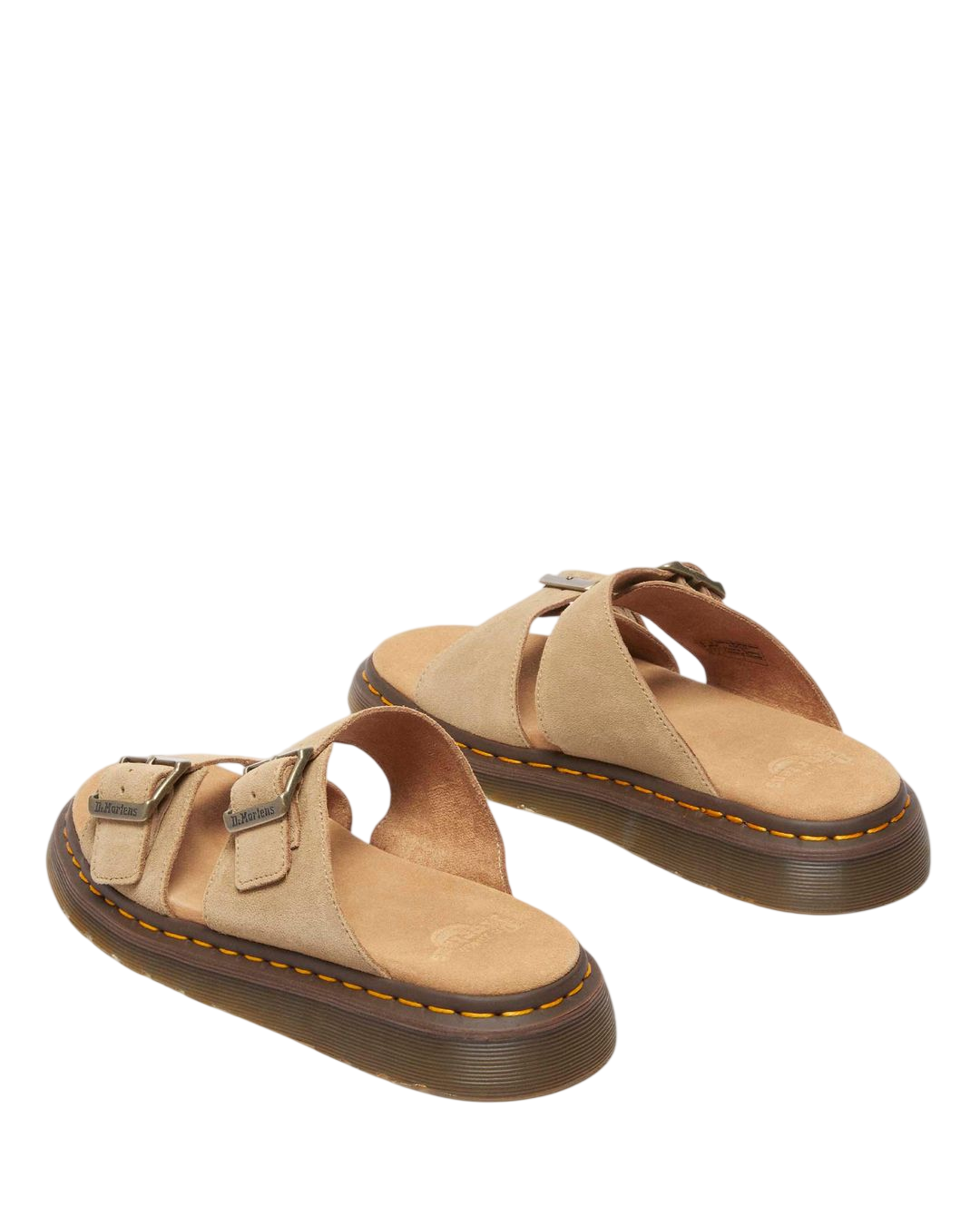 Dr. Martens Josef Suede Slide Sandals in Savannah Tan - back angle pair