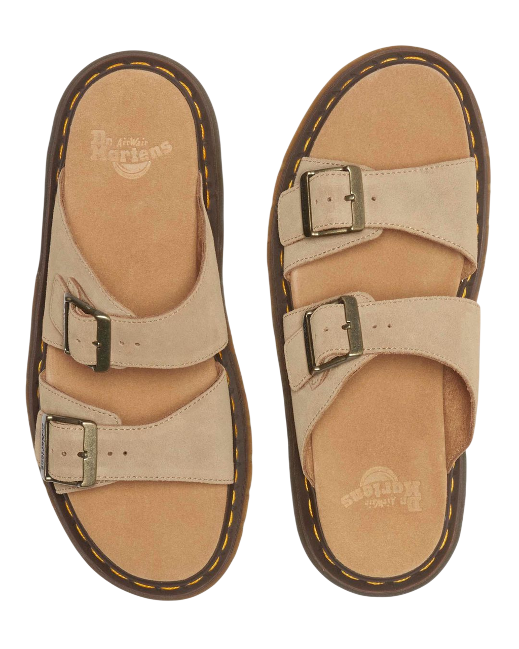 Dr. Martens Josef Suede Slide Sandals in Savannah Tan - top view pair