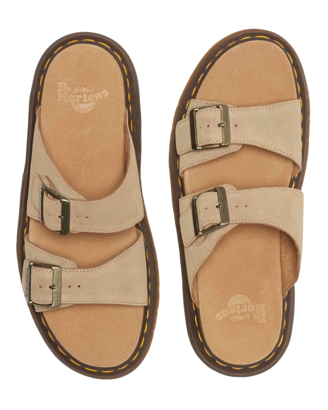 Dr. Martens Josef Suede Slide Sandals in Savannah Tan - top view pair