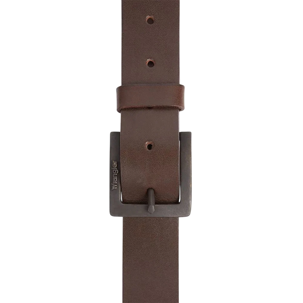 Wrangler Kabel Buckle Belt Brown - flat buckle view
