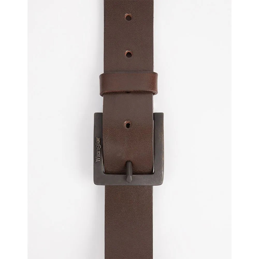 Wrangler Kabel Buckle Belt Brown - flat buckle view