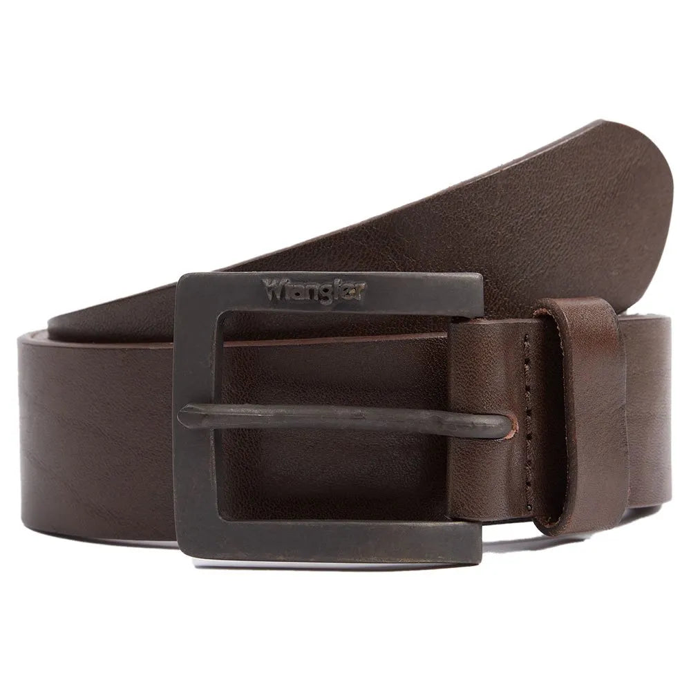 Wrangler Kabel Buckle Belt Brown - angled buckle view